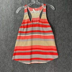 Joie Drew D 100% Silk Stripped Tank Top Red Pink W/ Pocket Size XS EUC